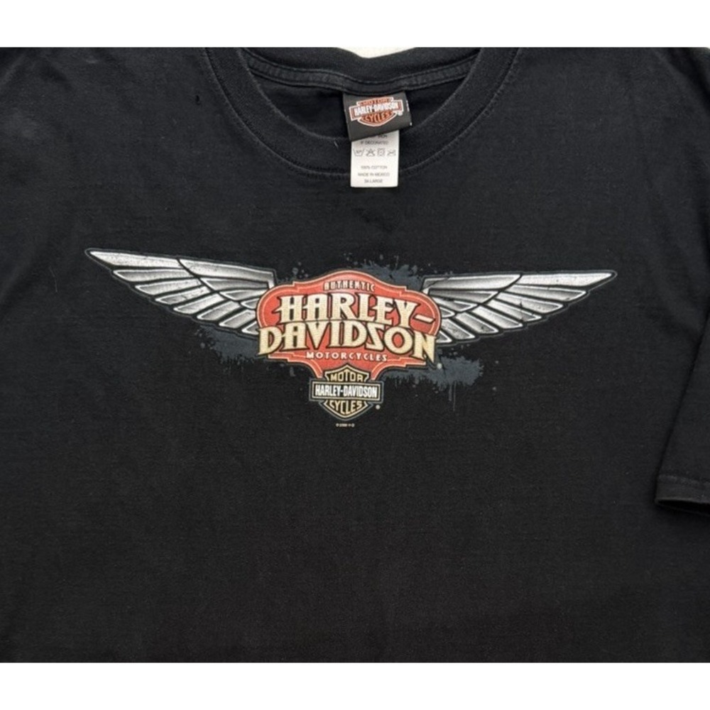 Harley-Davidson Shirt Mens 3XL Black Angel Wings Shield Bike Riding Motorcycles